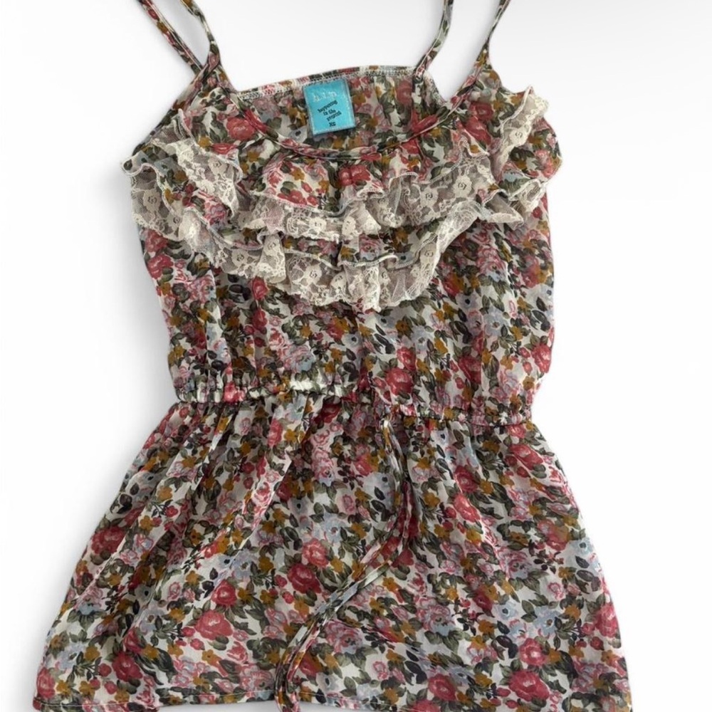 Floral Ruffle Dress with Lace Detail